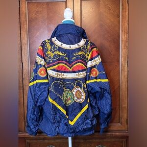 90s Windbreaker/TrackJacket Navy with pocket watch designs.